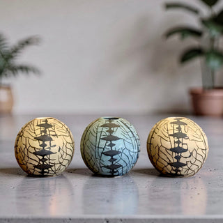 Azure & Sand Mini Orb Vases Trio