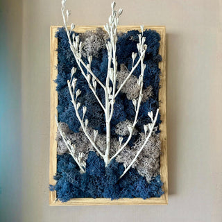 Wall Art Blue Silence | Handmade Miniature Moss Frame
