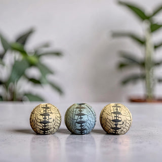 Azure & Sand Mini Orb Vases Trio