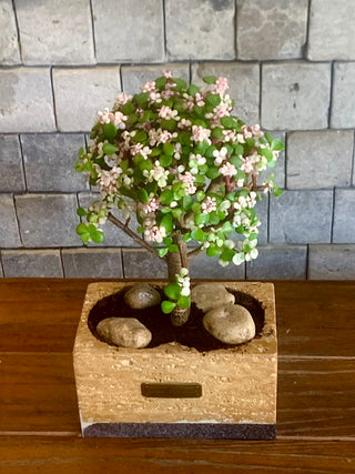 Marble Muse: Pink Jade Bonsai | Artisan Marble Pottery Collection