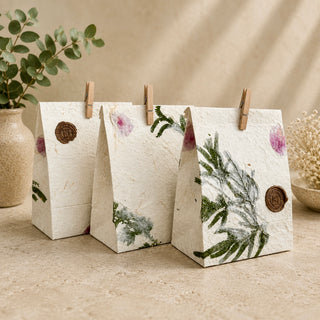 Handmade Botanical Imprint Gift Bag | 12 Pieces – Perfect Gift Add-On