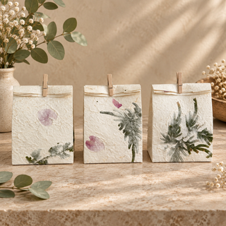 Handmade Botanical Imprint Gift Bag | 12 Pieces – Perfect Gift Add-On