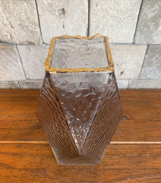 Vase Geometric Textured Glass