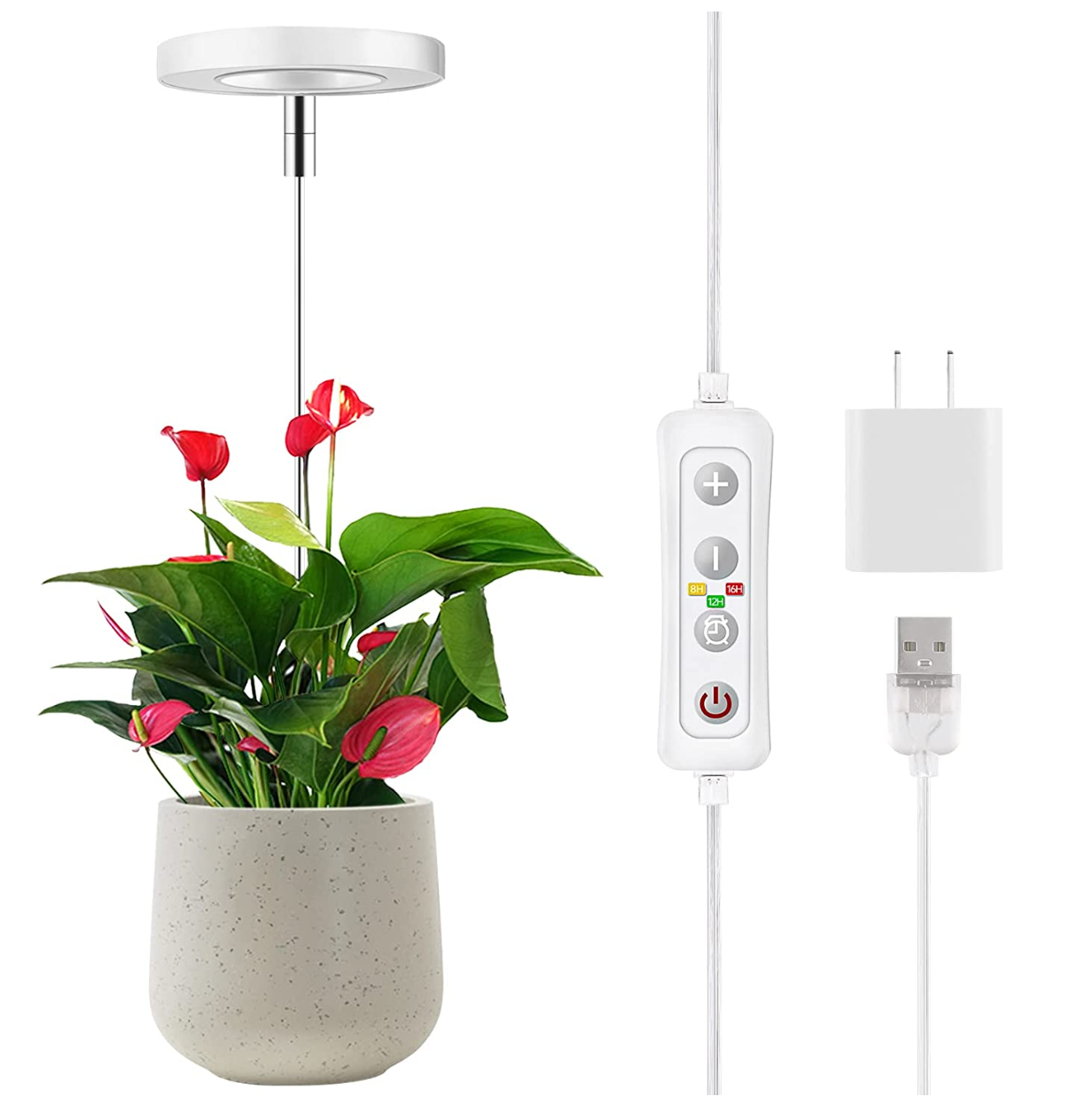 Full Spectrum Sunlike "Grow Light" for Small Indoor Plants - 10 Dimming Levels & Adjustable Height